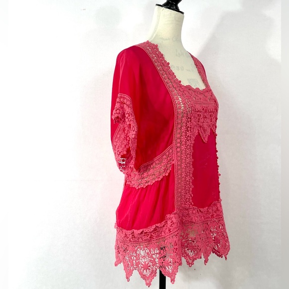 Johnny Was Pink Georgette Blouse Size M - Picture 6 of 15
